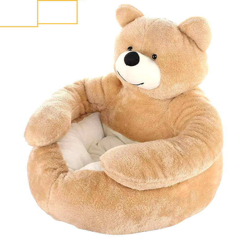 "Cozy Bear Cave Pet Bed β Ultra-Soft, Warm & Plush Haven for Cats & Small Dogs"