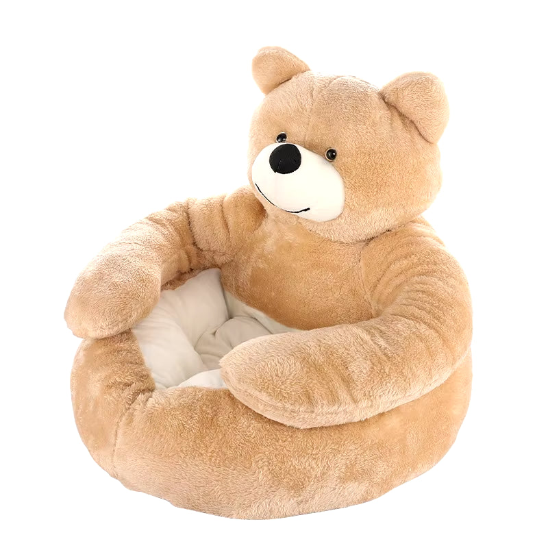 "Cozy Bear Cave Pet Bed β Ultra-Soft, Warm & Plush Haven for Cats & Small Dogs"