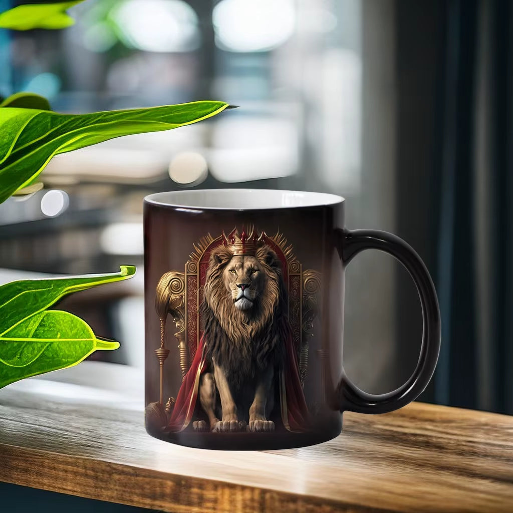 "WildHeat Magic Mug – Color-Changing Lion & Tiger Cup"