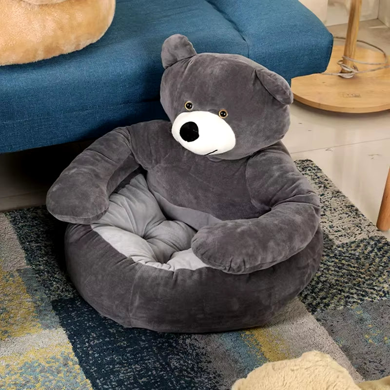 "Cozy Bear Cave Pet Bed – Ultra-Soft, Warm & Plush Haven for Cats & Small Dogs"